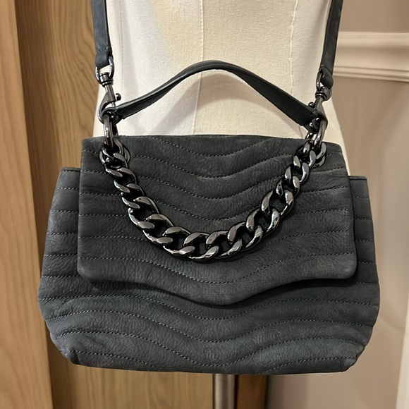 Rebecca Minkoff Handbags - Rebecca Minkoff M.A.B. Quilted Top Handle Satchel/Crossbody - Dark Grey/Gunmetal